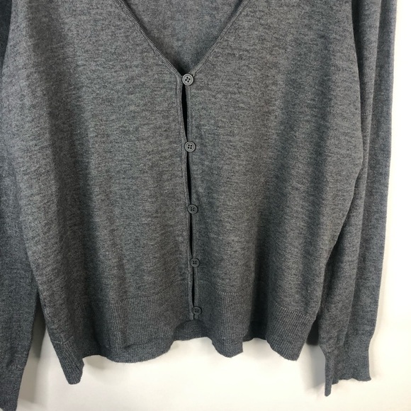 Fortune & Ivy gray charcoal cardigan button down long sleeve v neck size M - Picture 3 of 9
